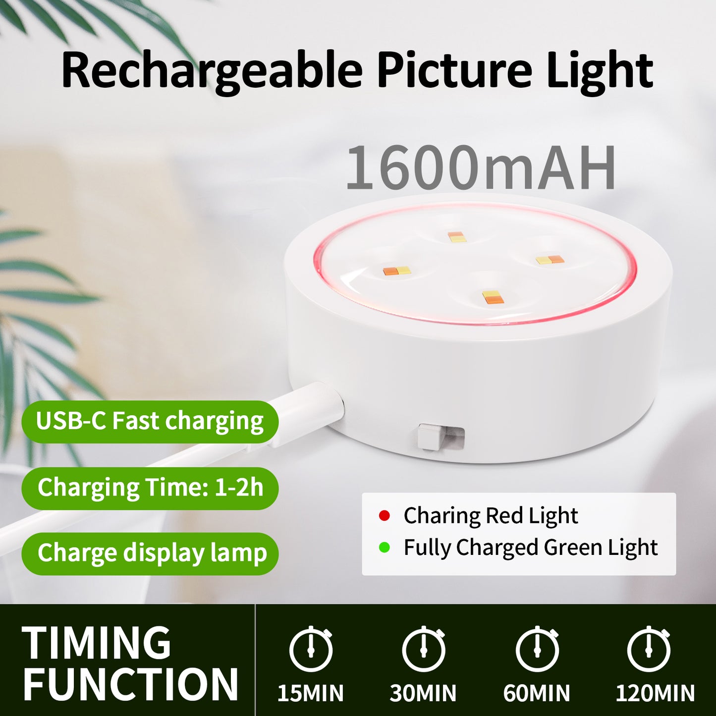 Tututry Picture Lights for Wall, Painting Frame Lights with 3 Lighting Modes, Rechargeable Battery Operated Wall Lights, Magnetic Led Painting Lights with Remote Dimmable and Timer (White, 3Pack)