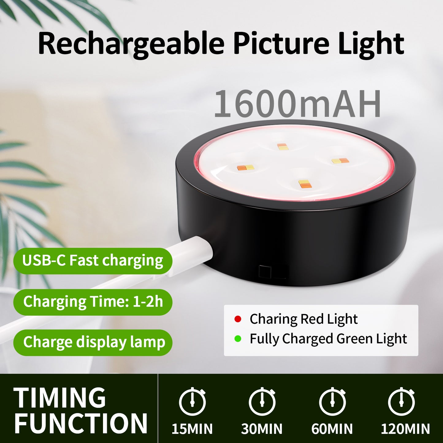 Tututry Picture Lights for Wall, Painting Frame Lights with 3 Lighting Modes, Rechargeable Battery Operated Wall Lights, Magnetic Led Painting Lights with Remote Dimmable and Timer (Black, 3Pack)