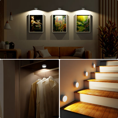 Tututry Picture Lights for Wall, Painting Frame Lights with 3 Lighting Modes, Rechargeable Battery Operated Wall Lights, Magnetic Led Painting Lights with Remote Dimmable and Timer (White, 3Pack)